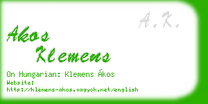 akos klemens business card